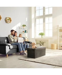 Sorbus Medium Faux Suede Storage Bench - Perfect Toy and Shoe Chest, Hope Chest, Pouffe Ottoman, Seat, Foot Rest