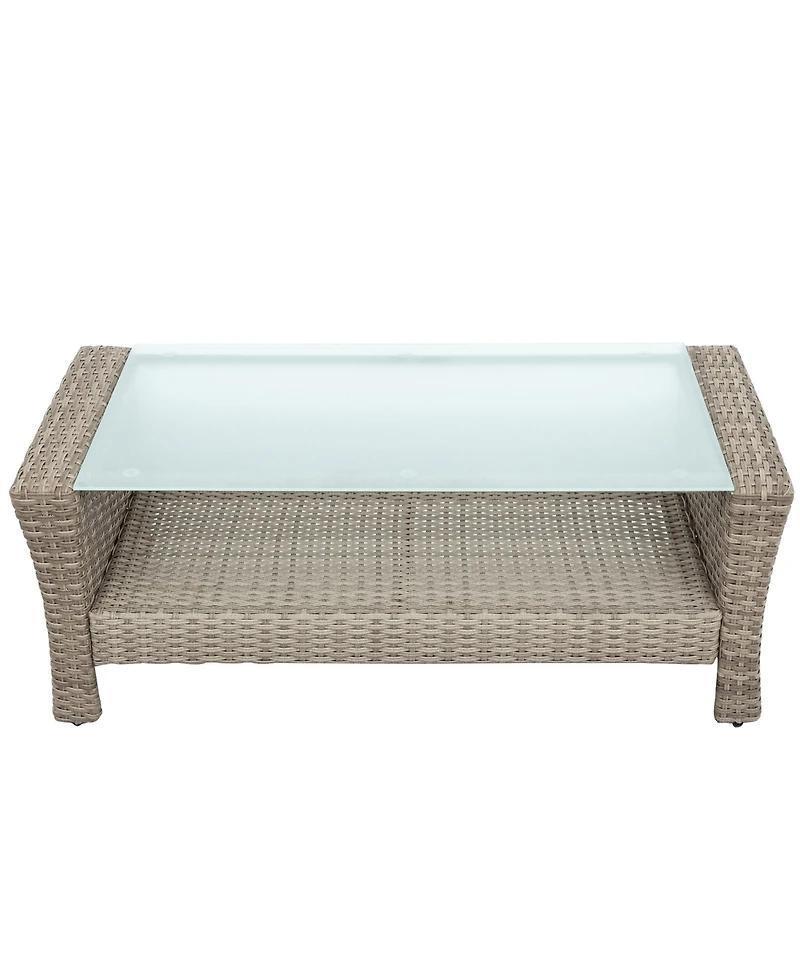 Flynama 4 Piece U Style All Weather Wicker Patio Conversation Set with Sectional Sofa Ottoman Cushions