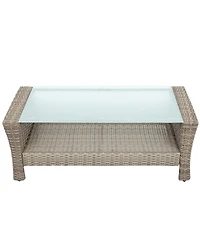 Flynama 4 Piece U Style All Weather Wicker Patio Conversation Set with Sectional Sofa Ottoman Cushions