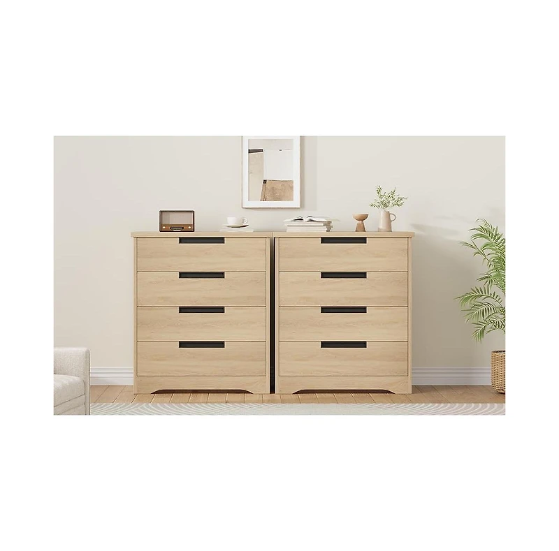 Gaomon 4 Drawer Dresser for Bedroom, Embedded Handles Design, Wooden Dresser Organizer for Living Room, Nursery, Hallway
