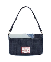 True Religion Frayed Denim Horseshoe Hobo Bag