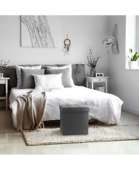 Sorbus Faux Suede Storage Ottoman Cube - Seat & Declutter! Plush cushion, hidden storage, lightweight & portable. Folds flat