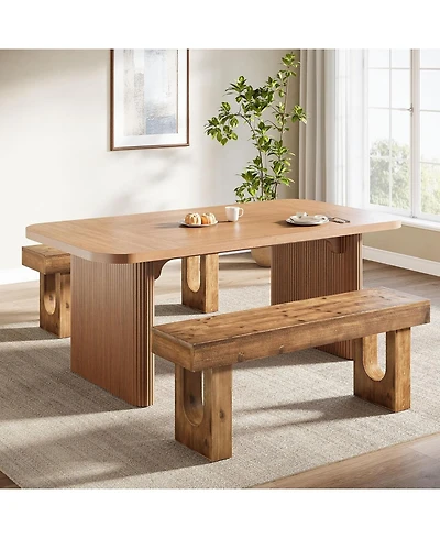 Tribesigns 47" Long Solid Wood Dining Bench, Farmhouse Indoor Narrow Kitchen Table Bench with Sturdy Legs, Rustic Brown (Only Bench)