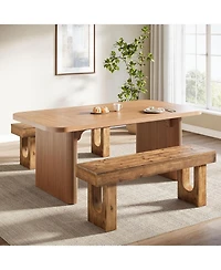 Tribesigns 47" Long Solid Wood Dining Bench, Farmhouse Indoor Narrow Kitchen Table Bench with Sturdy Legs, Rustic Brown (Only Bench)