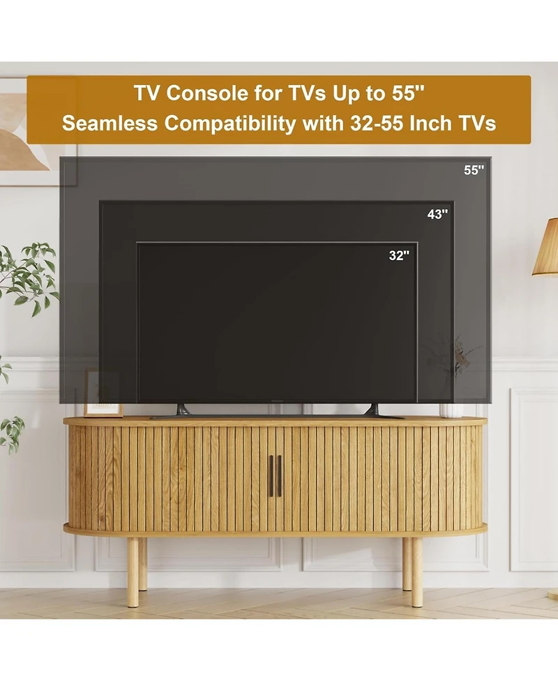 gaomon Tv Stand, Modern Tv Console Table with Storage Compartment and Sliding Door