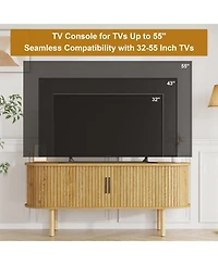 gaomon Tv Stand, Modern Tv Console Table with Storage Compartment and Sliding Door