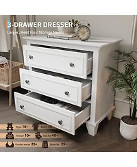gaomon 3 Drawer Dresser, Wooden Storage Chest of Drawers with Exquisite Metal Handles, Small Cabinet, Modern Design Dresser