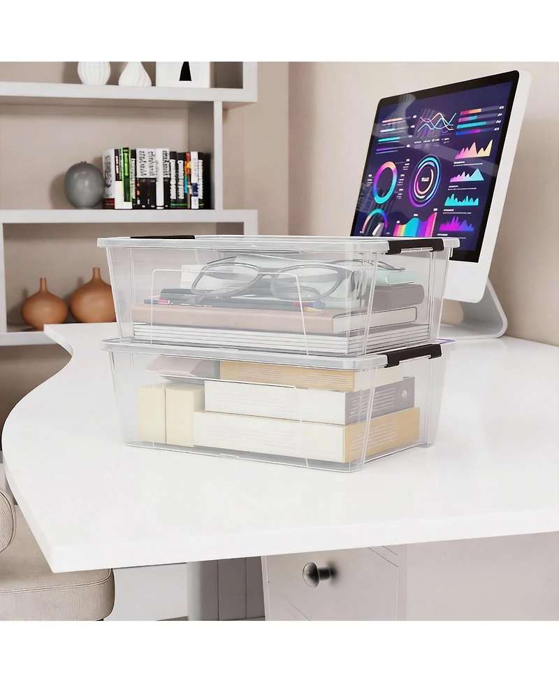 Yigii 5 Quart Black Clear Storage Bins with Latches for Small Spaces