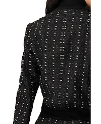 Ivonne Textured Denim Bomber Jacket with Front Zip