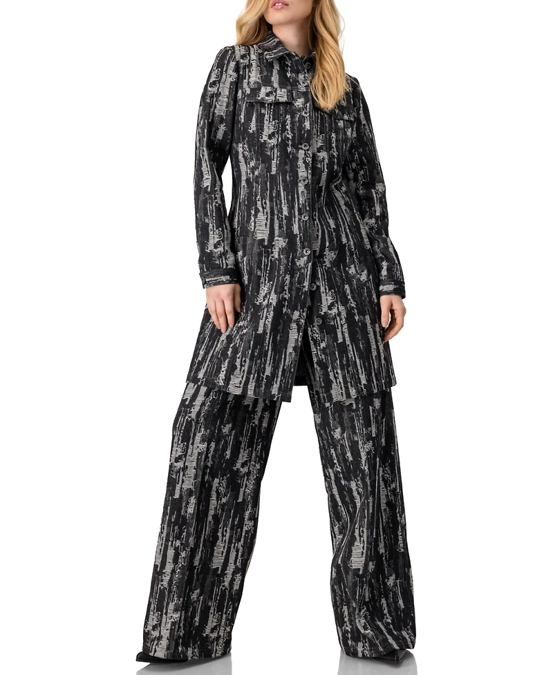 Ivonne Women's Abstract Denim Long Jacket