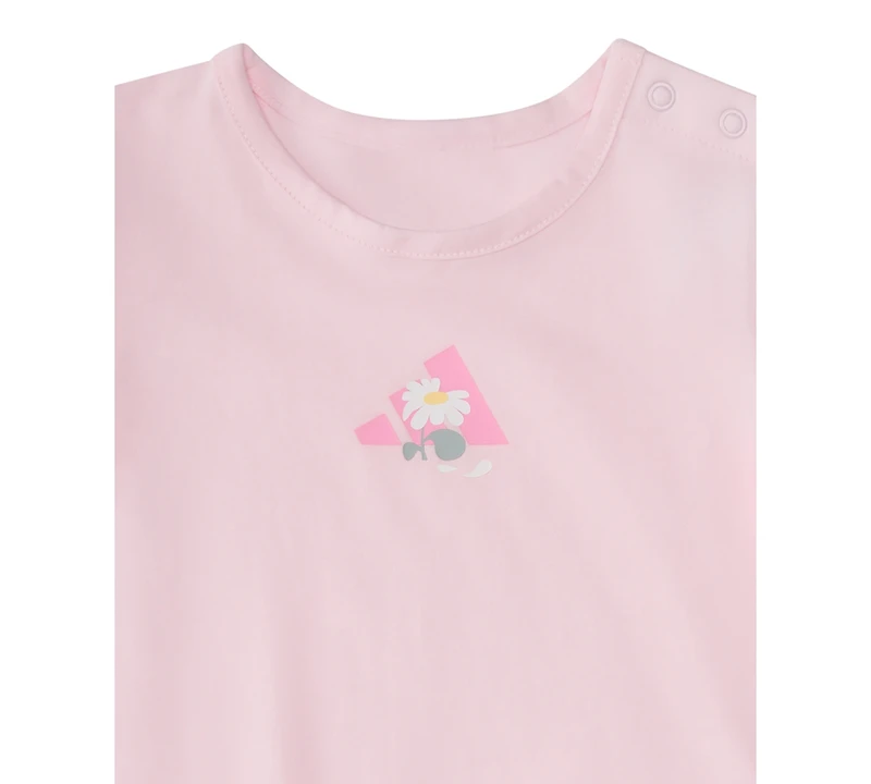 adidas Baby Girls' Short-Sleeve Graphic Shortie Romper