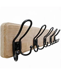 Yigii Heavy Duty Rustic Wall Coat Rack with 5 Metal Hooks