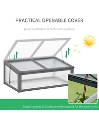 Outsunny 39" x 26" x 16" Wood Cold Frame house,
