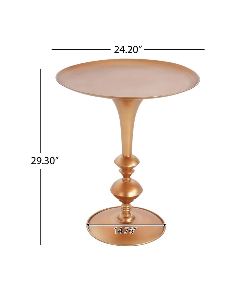 Streamdale Furniture Small Round Gold End Table, 29.3" Height, Vintage Metal Accent