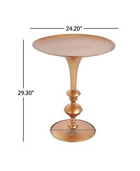 Streamdale Furniture Small Round Gold End Table, 29.3" Height, Vintage Metal Accent