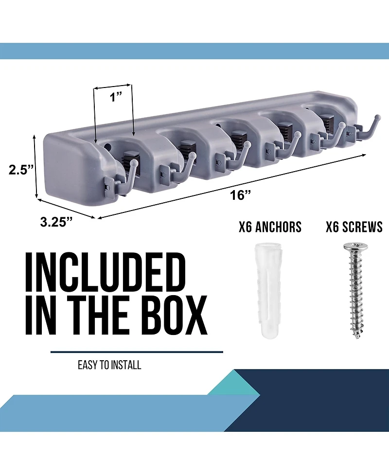 Sorbus 16 Inch Wall-Mounted Garage & Garden Tool Organizer - Holds Up to 11 Items - Ideal for Garage, Shed, Garden