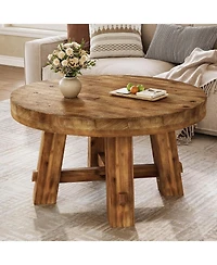 Tribesigns 31.5-Inch Round Coffee Table, Solid Wood Center Table