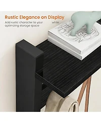 Yigii Stylish Wood Coat Rack with Shelf for Hanging Coats Hats Decor