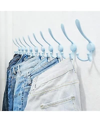 Yigii Durable Stainless Steel 5-Tri Hook Wall Rack for Hats, Coats, Towels, Blue