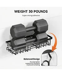 Yigii Stainless Steel Adhesive Shower Caddy, 2-Pack, Rustproof, 8 Hooks, No Drill