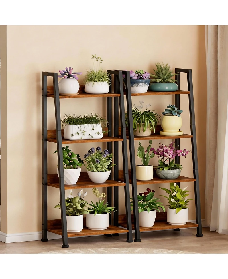 Yigii Arched Metal Bookshelf for Home Office and Living Room - 5 Shelves, Rustic Brown