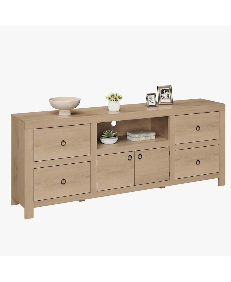 gaomon Tv Entertainment Center with Storage, 6 Drawers, Farmhouse Stand for TVs Up to 80", Media Console Stands