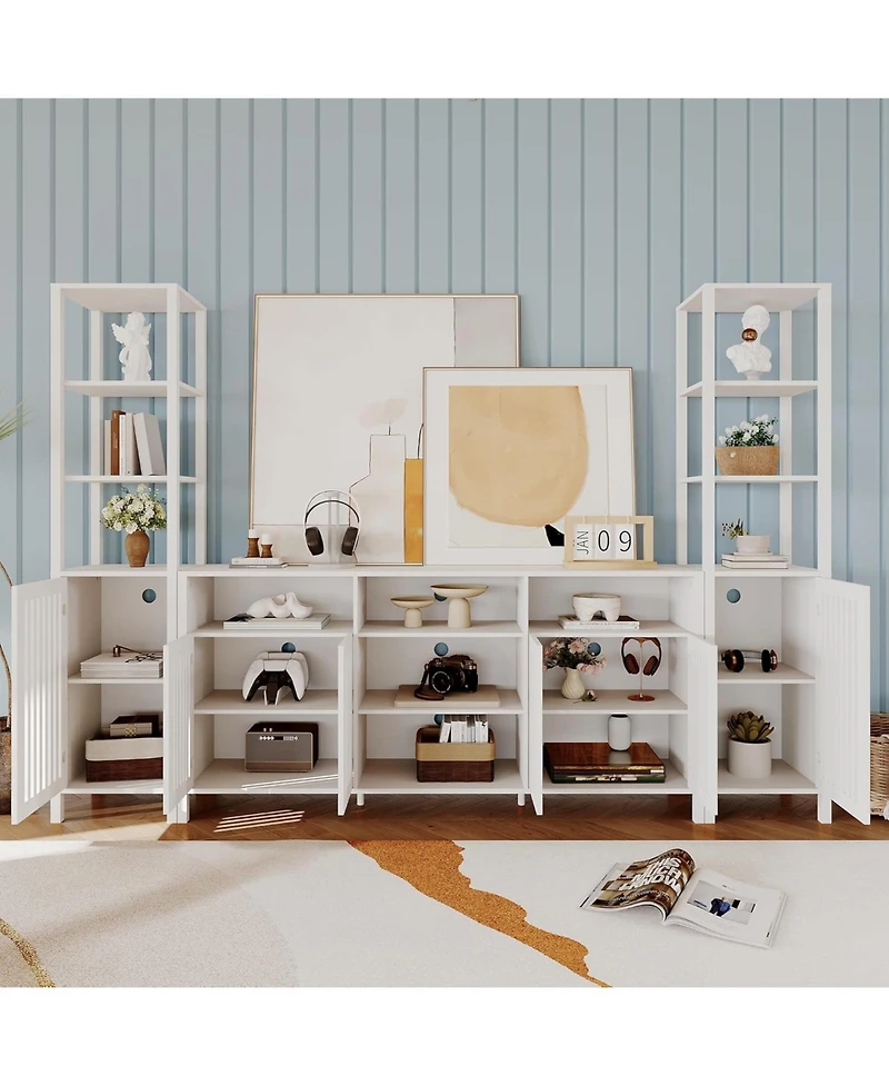 gaomon Farmhouse Tv Stand for TVs Up to 70 in, Entertainment Center with Bookshelves, Media
