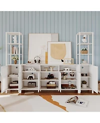 gaomon Farmhouse Tv Stand for TVs Up to 70 in, Entertainment Center with Bookshelves, Media