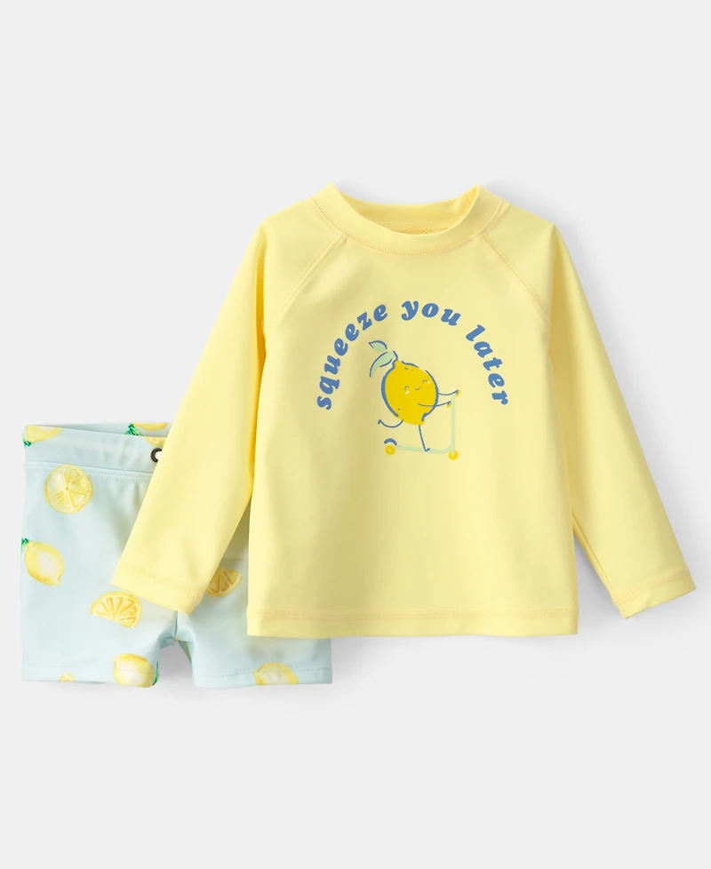Carter's Baby Boys' Lemon Rashguard and Swim bottoms, 2-Piece Set