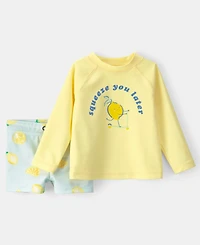 Carter's Baby Boys' Lemon Rashguard and Swim bottoms, 2-Piece Set