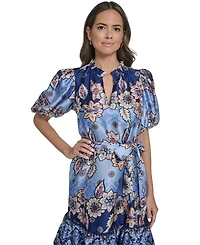 Vince Camuto Petite Bubble-Sleeve V-Neck Short Dress