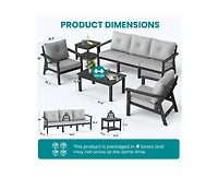 Pamapic 7-Piece Hdpe Patio Conversation Seating Set with Cushions