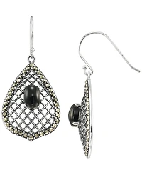 Macy's Marcasite (0.64 ct. t.w.) and Black Onyx (0.5 ct. t.w.) Drop Earrings in Sterling Silver