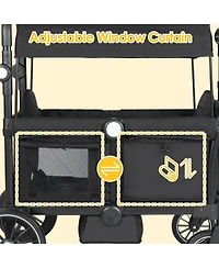 Kinder King All-Terrain Wagon Stroller for Two Kids with Canopy, Snack Tray, Storage and Shock-Absorbing Wheels