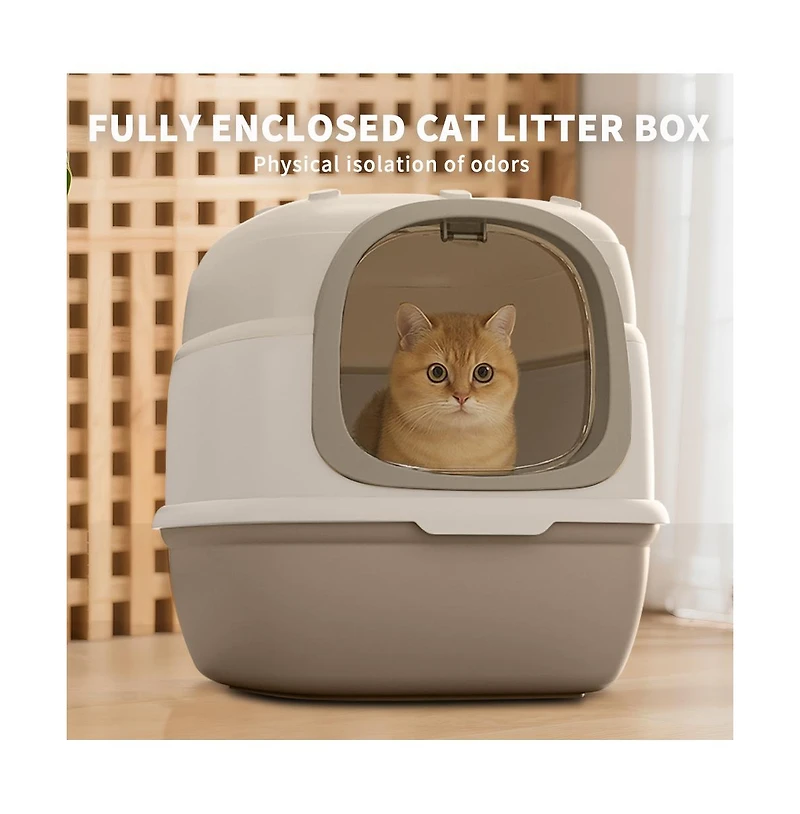Aostirmotor Beetle-Inspired Enclosed Cat Litter Box, Grey