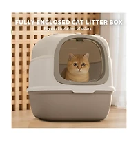 Aostirmotor Beetle-Inspired Enclosed Cat Litter Box, Grey