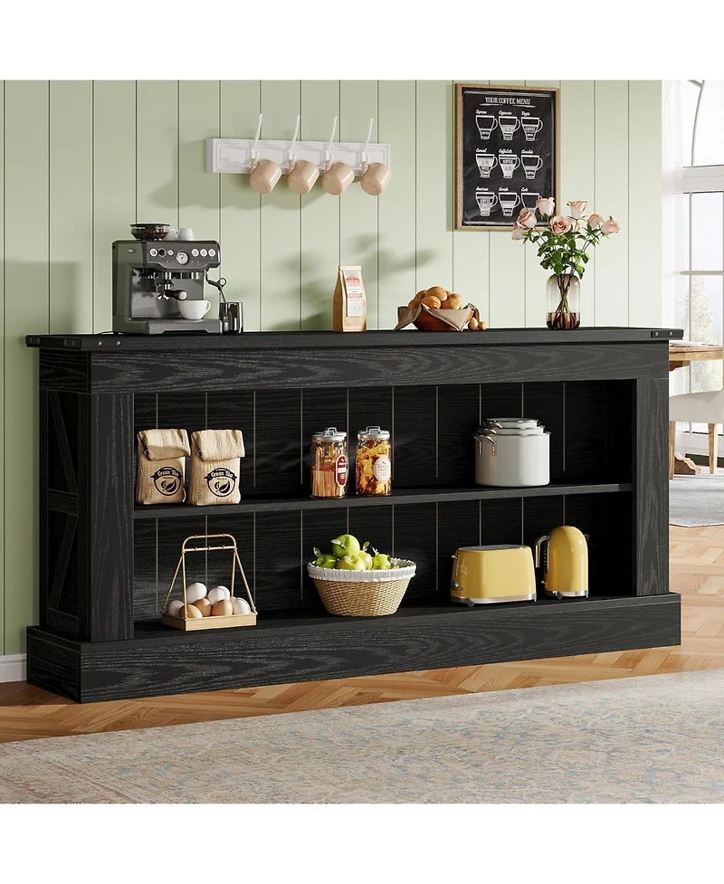 Tribesigns Farmhouse Tv Stand for 70-Inch Tv, 63" Entertainment Center with Storage, Modern Media Console Table