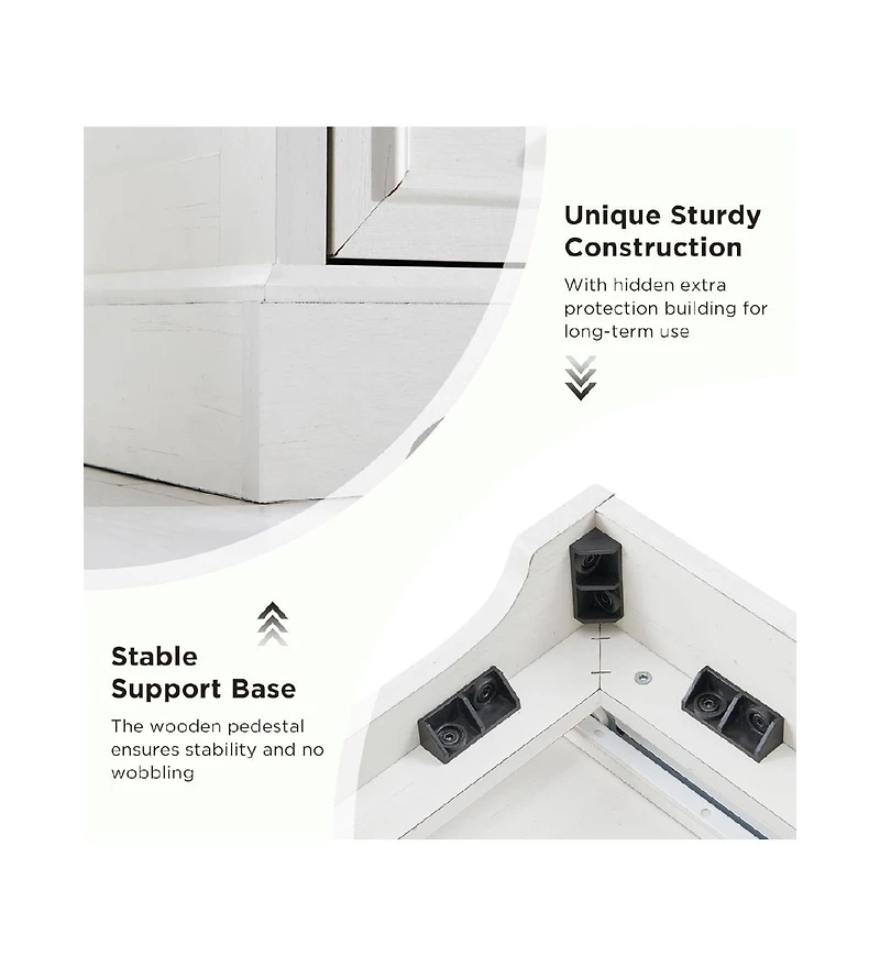 gaomon Set of 2 Off White Farmhouse Nightstands, 22 Inch 3-Drawer End Table with Usb Charging Station