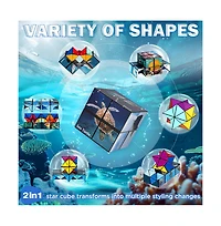 Bruce & Shark 2-in-1 Ocean Split Magic Cube, Transformable Fidget Toy, Morphs into Star & More