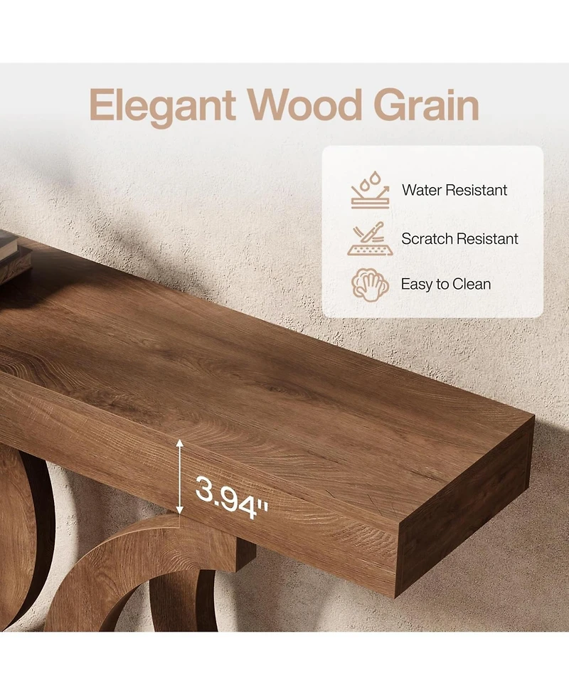 Tribesigns 43.31-Inch Farmhouse Console Table for Entryway, Unique Narrow Sofa Table Behind The Couch with Curved Legs
