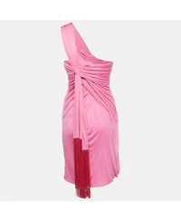Pre-Owned Versace Women's Pink Jersey Draped Strapless Mini Dress