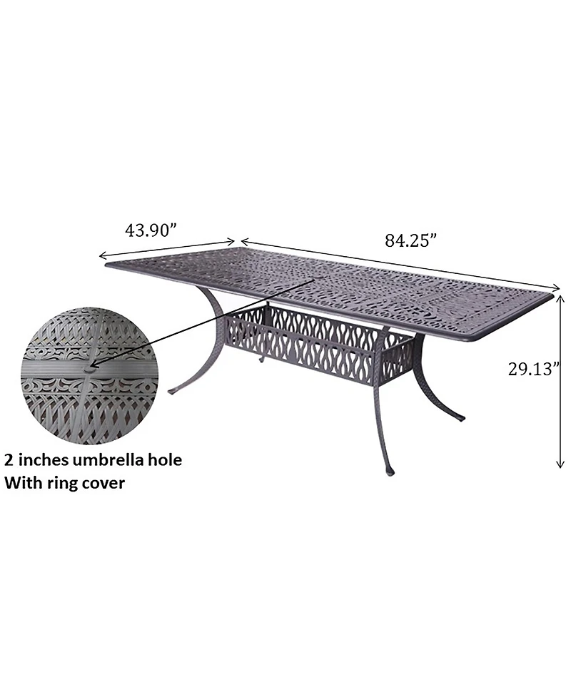 Mondawe Lucky One Outdoor 6 - Person 84.25" Long Aluminum Rectangular Dining Set with Cushions