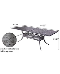 Mondawe Lucky One Outdoor 6 - Person 84.25" Long Aluminum Rectangular Dining Set with Cushions