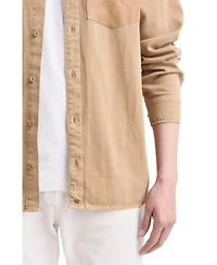 Velez Men's Long-Sleeve Cotton Overshirt With Leather Pocket