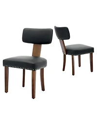 gaomon Set of 2 Leather Upholstered Dining Chairs, Curved Backrest Seating for Kitchen & Dining Room