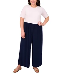 Vince Camuto Plus Solid Pull-On Wide-Leg Pants