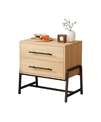 gaomon 1PC Farmhouse Drawer Nightstand, Metal Legs Storage Bedside Table Sofa Side Organizer for Living Room