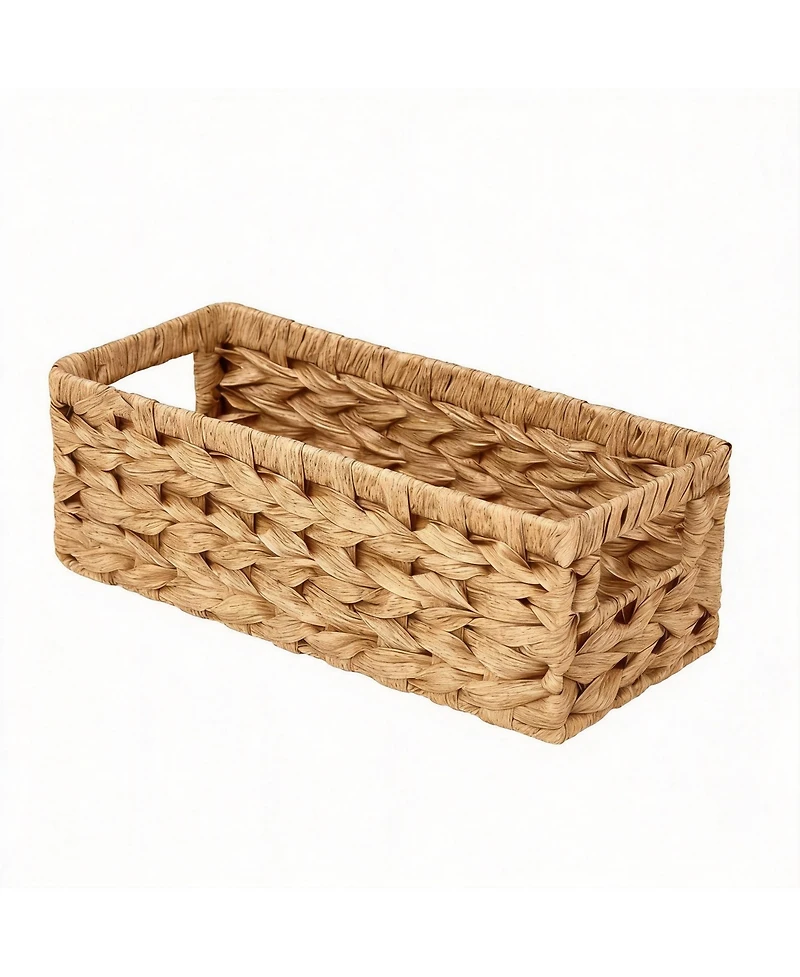 Yigii Handwoven Black Paper Rope Storage Baskets with Handles - 2 Pack