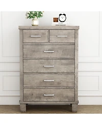 gaomon Dresser for Bedroom with 6 Drawers, 45'' Tall White Chests of Drawers Storage, Wooden Closet, Bedroom, Living Room