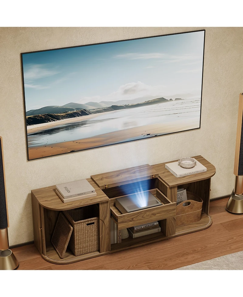 Tribesigns 70-Inch Projector Tv Stand, Entertainment Center with Storage, Mid-Century Modern Media Console